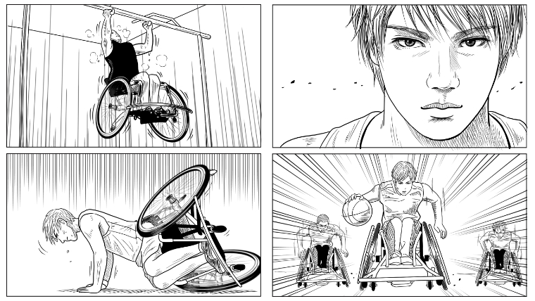 障害者スポーツ広報CM用絵コンテ（日テレアックスオン/ 映像事業部